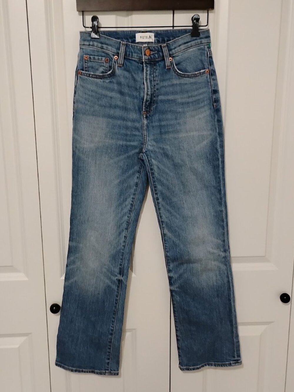 Pistola Women's Blue Medium Wash Sutton High Rise Straight Leg Jeans Size 25